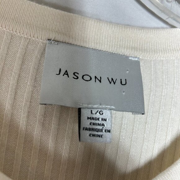 JASON WU ladies Knit Cardigan Sweater large buttercream Buttons crochet capsule - Picture 2 of 11